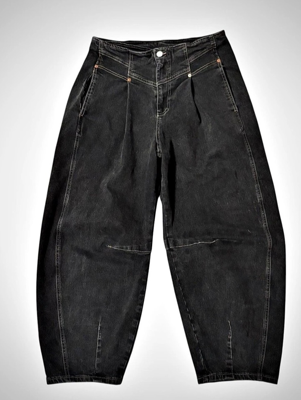 BLANKNYC The Bowery Black Barrel Leg Jeans Curved Sz 29 Urban Streetwear Grunge